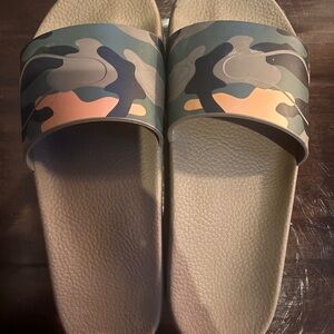 Valentino Multicolor Camouflage Slide Sandals